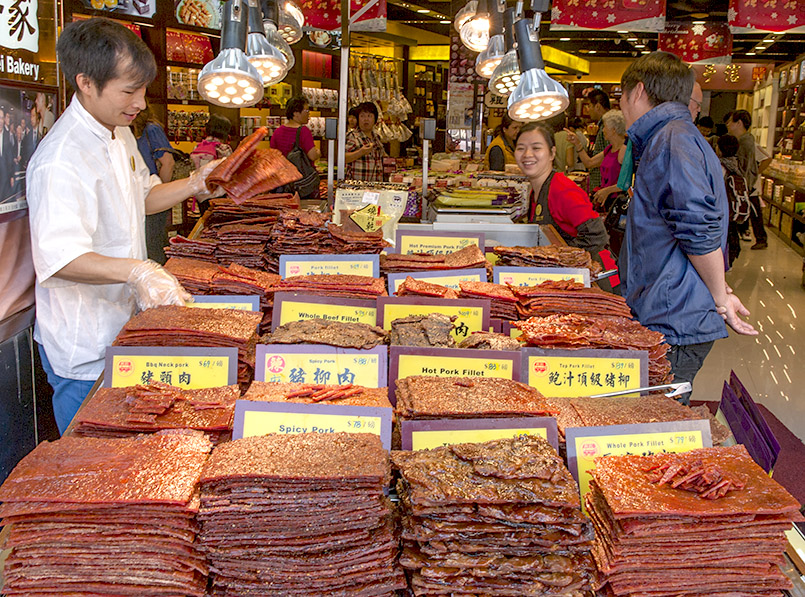 Überall zu finden in Hongkong: Trockenfleisch-Geschäfte