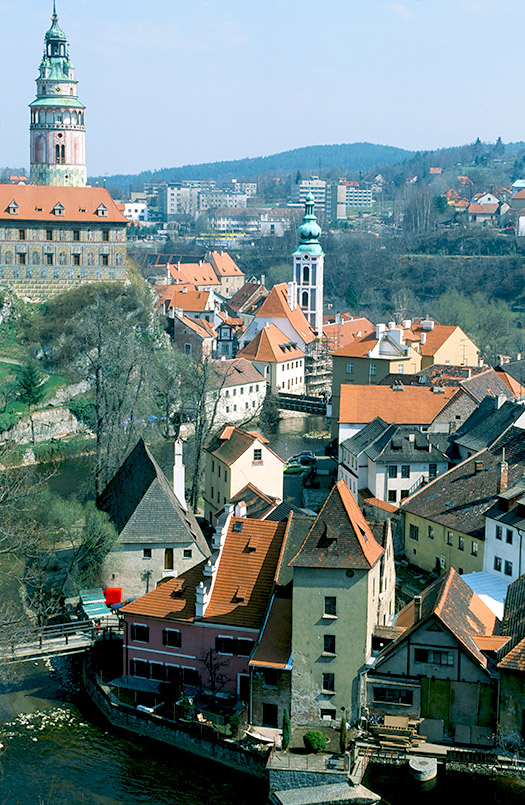 Český Krumlov (Krumau): Blick auf die Altstadt und das Schloss.